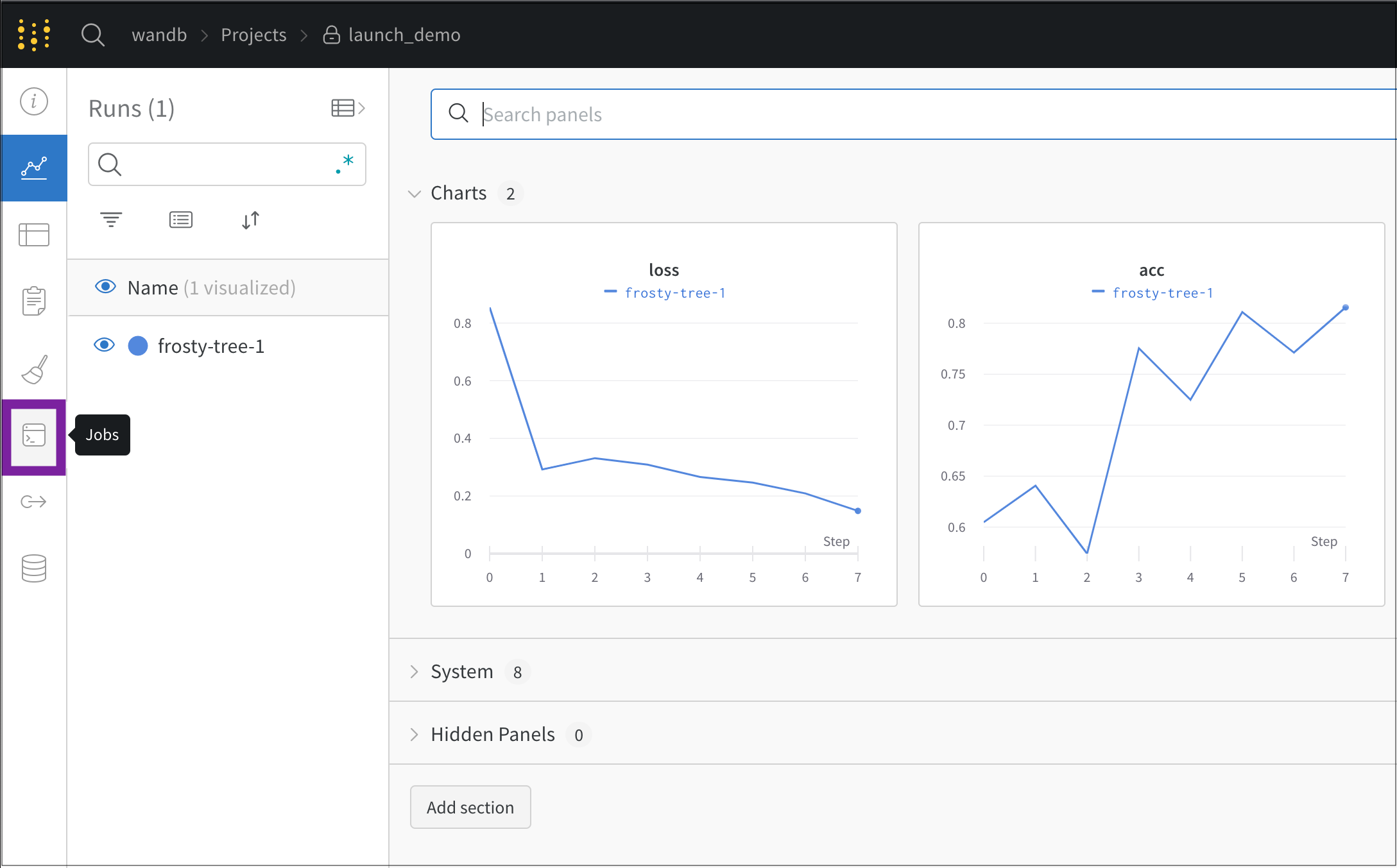 Project Jobs tab